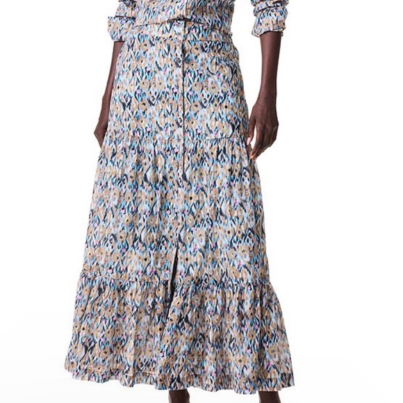 NIC+ZOE Dresses & Skirts - NIC + ZOE Up Beat Woven Ikat Print High Rise Button Front Tiered A-Line Skirt